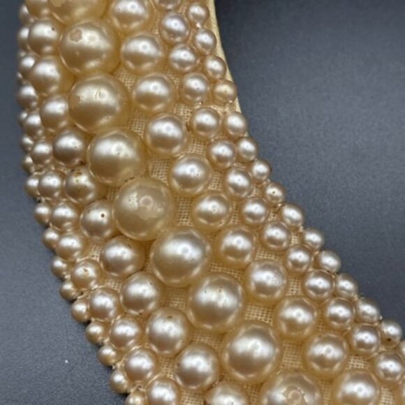 Vintage Glentex Ivory Pearl Beaded Collar 1950's 1960’s Japan Handmade LOOK READ - Picture 12 of 14